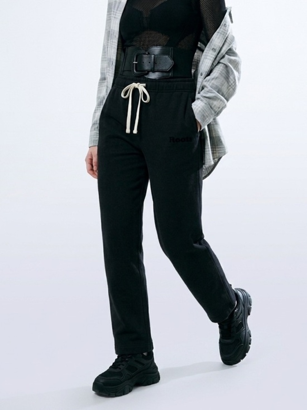 Roots Black Cotton Sweatpants Size Extra Small